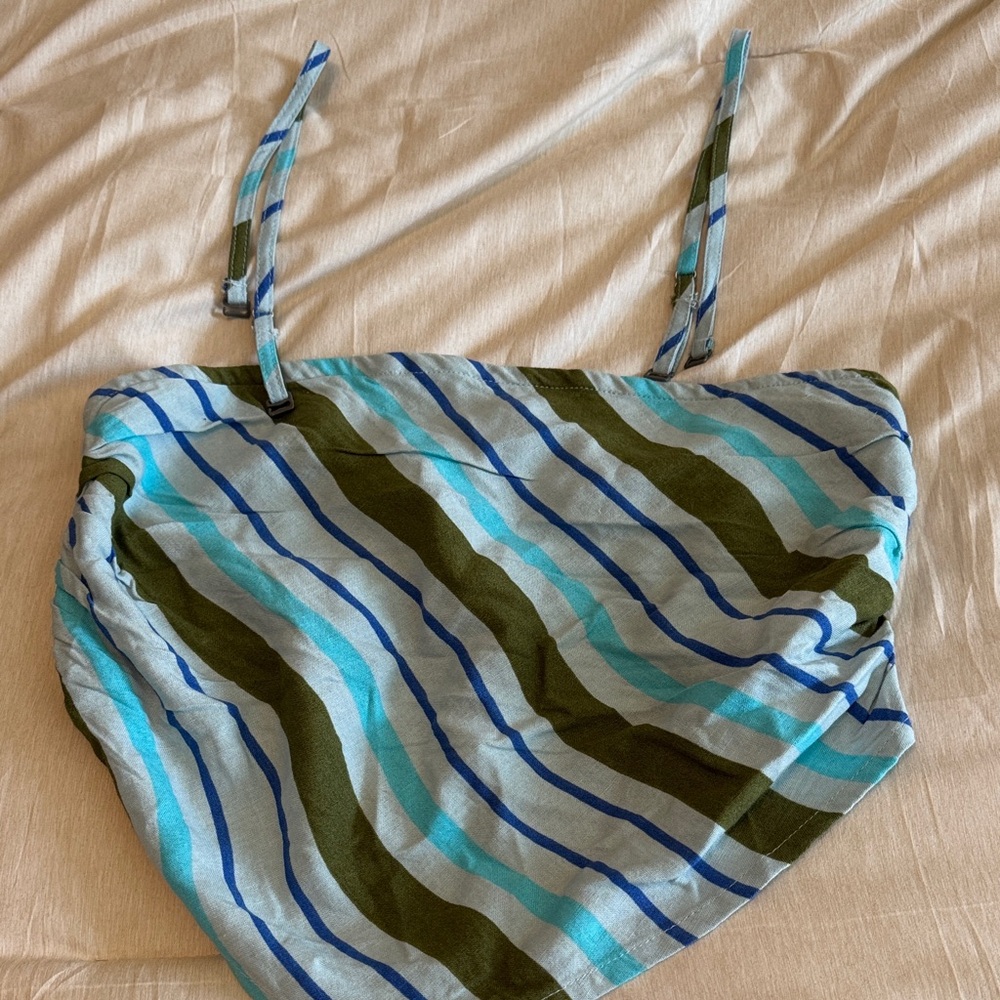 Roxy Blue and Green Striped Top